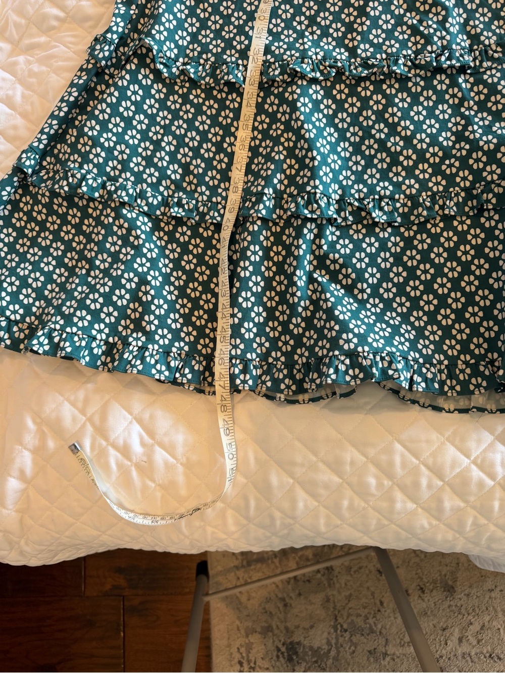 Anthropologie The Blythe Square-Neck Tiered Midi Dress Green Floral Size Large - Picture 8 of 10